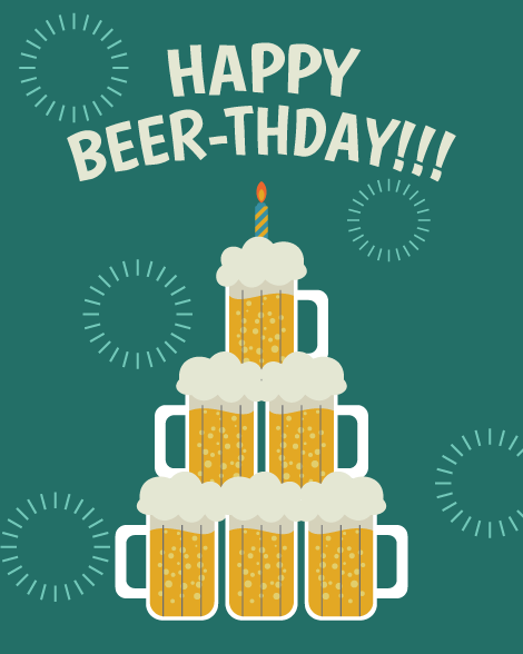 Happy beer-thday group greeting card cover