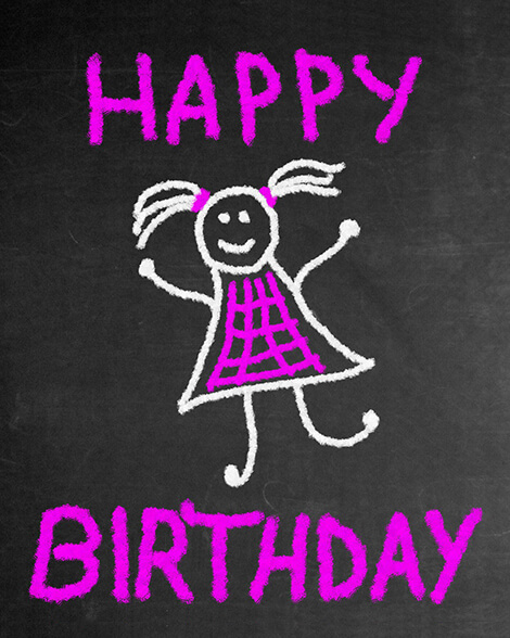 Happy birthday chalk girl drawing card