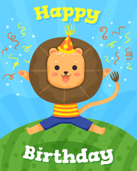 Happy birthday lion card