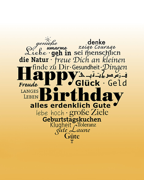 Happy birthday many languages card