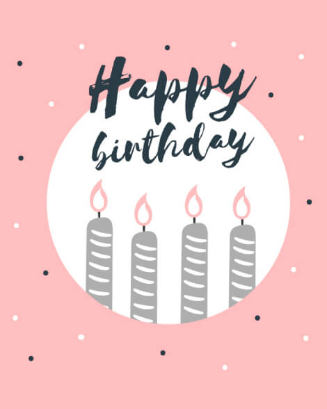 Happy birthday pink four candles card