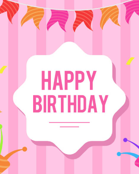 Happy birthday pink party bunting card