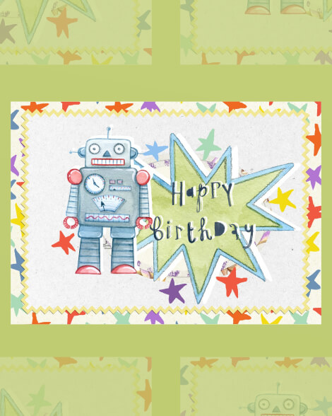 Happy birthday robot card