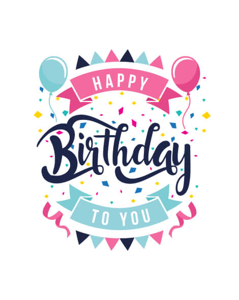 Happy birthday to you streamer balloons card