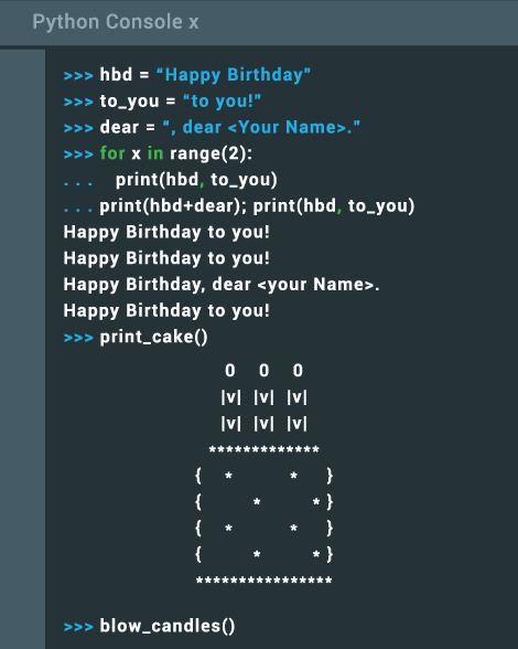 Python code programmer birthday card