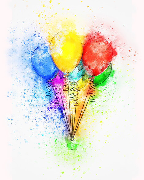 Three balloons celebration card